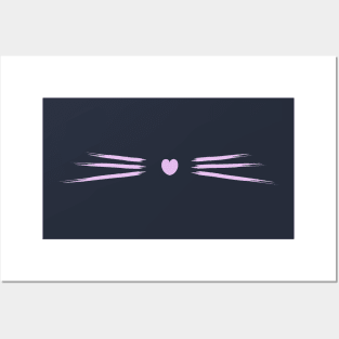 Cat Face with Pink Heart Nose Posters and Art